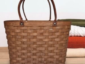 Large Boardwalk Basket Tote, Woven Wood & Leather Handles, by Longaberger                         Large Boardwalk Basket Tote, Woven Wood & Leather Handles, by Longaberger