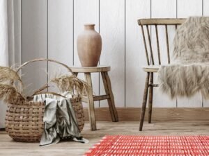 Rustic Charm Orange Striped Area Rug, 34x20                         Rustic Charm Orange Striped Area Rug, 34x20